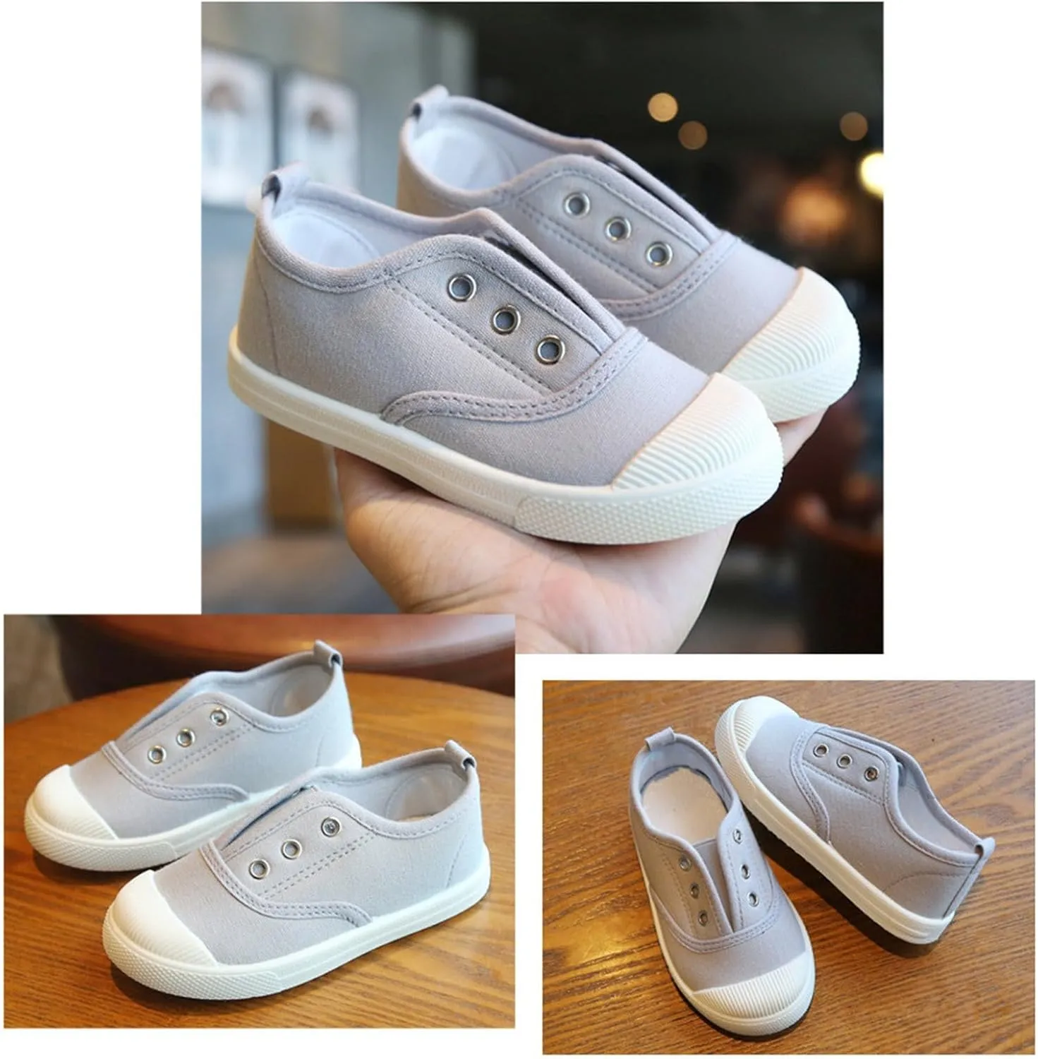 1 to 9 Years Girls Boys Slip On Canvas Sneaker, Kids Low Top Casual Fashion Shoes, Comfy Lace-Up Walking Shoes