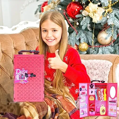 102 Pcs Doll Clothes and Accessories, Fashion Design Kit for Doll with 11.5 Inch Closet Including Wedding Gown Party Dresses Slip Dresses Bikini Swimsuit Top&Pant Shoes, Gift for Girl Age 5 6 7 8 9 10