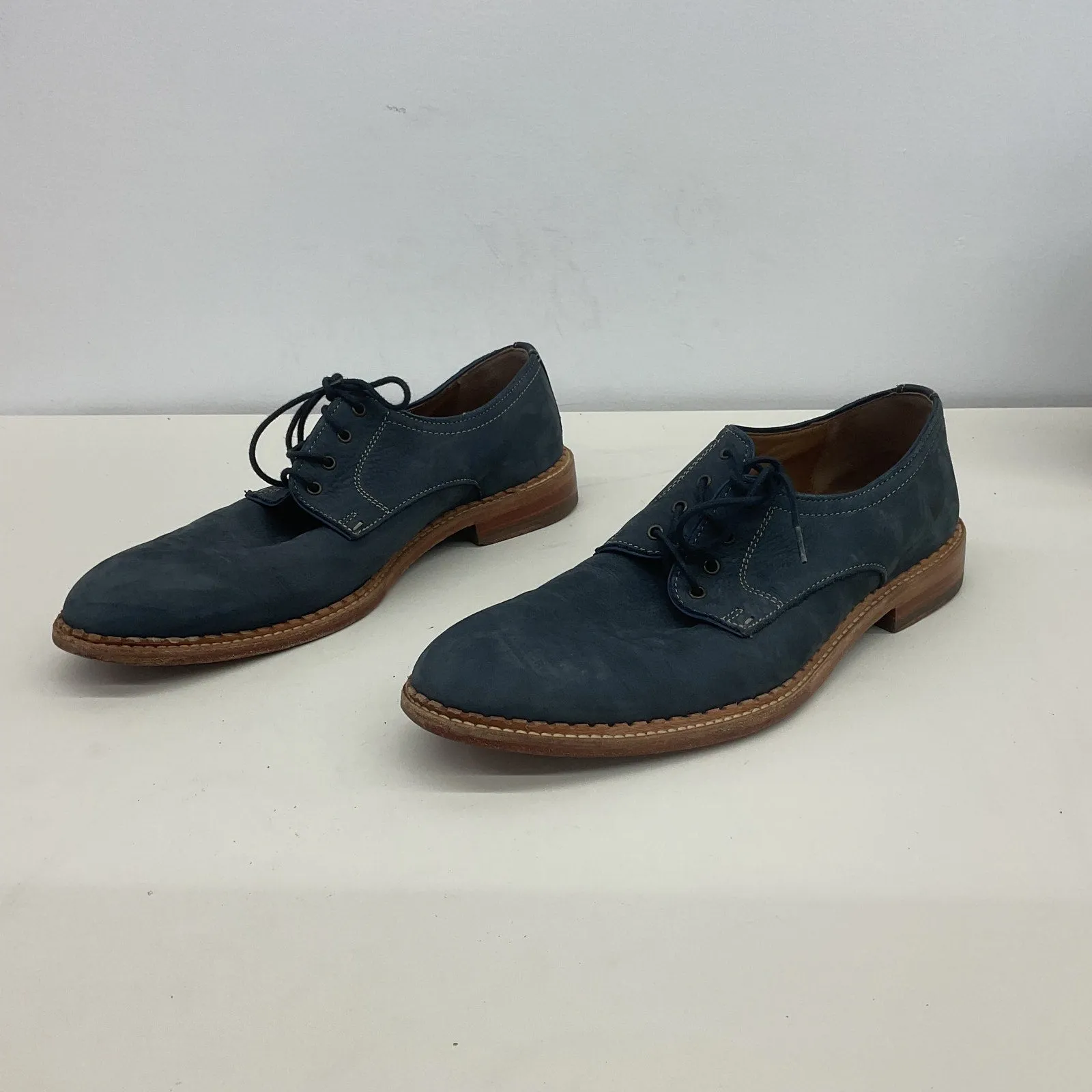 1850 Johnston & Murphy Blue Nubuck Leather Oxford Dress Shoes, Size 10