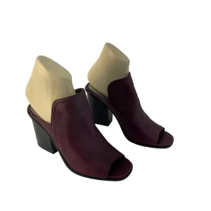 1.State Maroon Leather Peep-Toe Mules Size 8 Preowned
