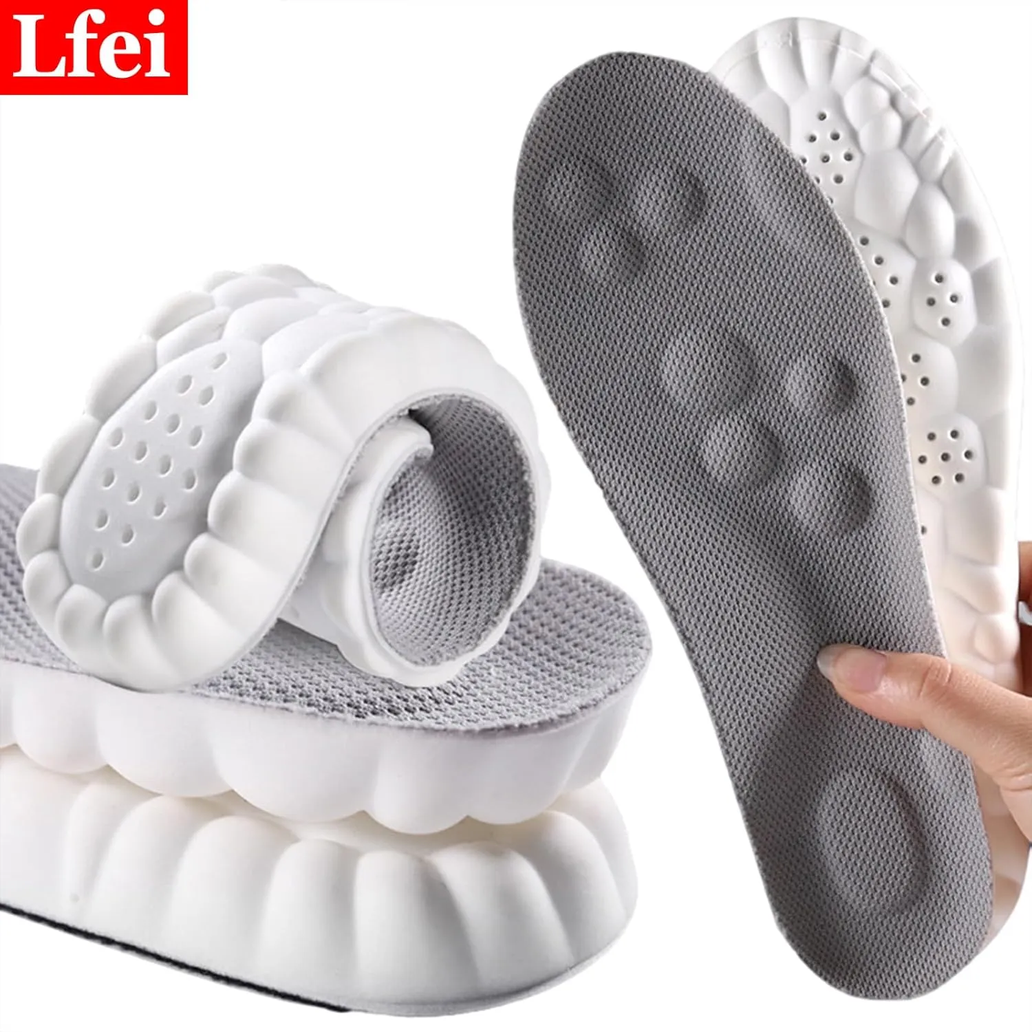 2 Pairs 4D Cloud Insoles for Men,Cloudstride 4D Insoles,4D Cloud Technology Insole Super Soft,4D Sports Memory Foam Insoles,Elastic Strong Arch Shock-Absorbing Insoles for Men Women