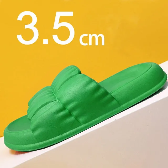 2025 New Summer Women's Soft Sole Cloud Slippers – EVA Thick Platform Non-Slip Flip Flops for Beach & Bathroom