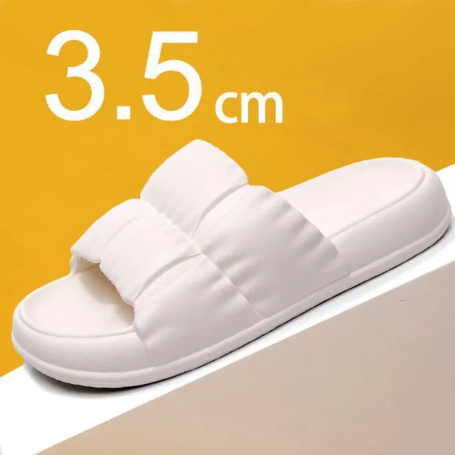 2025 New Summer Women's Soft Sole Cloud Slippers – EVA Thick Platform Non-Slip Flip Flops for Beach & Bathroom