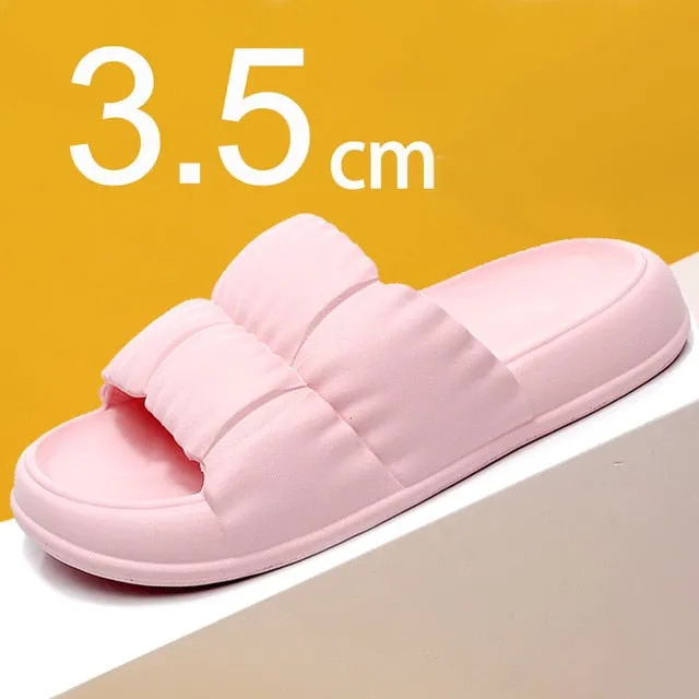 2025 New Summer Women's Soft Sole Cloud Slippers – EVA Thick Platform Non-Slip Flip Flops for Beach & Bathroom