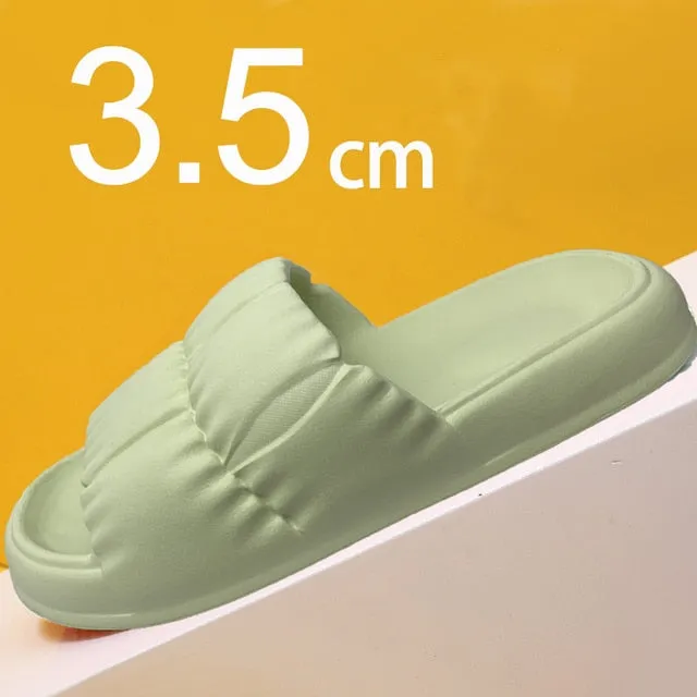 2025 New Summer Women's Soft Sole Cloud Slippers – EVA Thick Platform Non-Slip Flip Flops for Beach & Bathroom