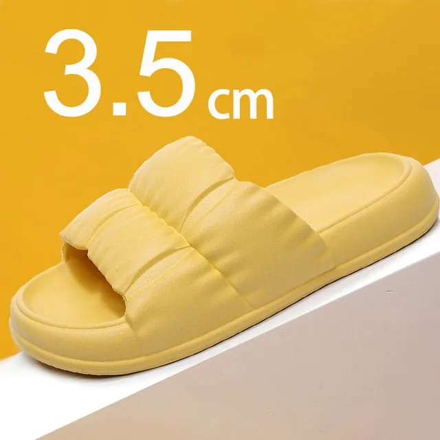 2025 New Summer Women's Soft Sole Cloud Slippers – EVA Thick Platform Non-Slip Flip Flops for Beach & Bathroom