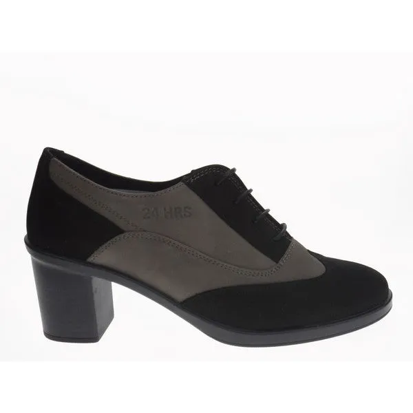 24 Hrs 22319 Black Lace Up Ankle Boots