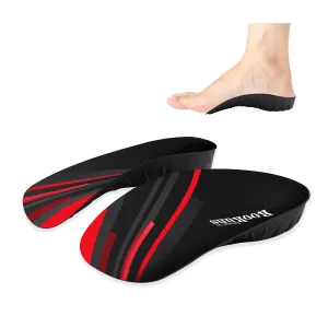 330  lbs Plantar Fasciitis Insoles, 3/4 Length High Arch Support Orthotic Inserts for Women & Men Heel Pain, Flat Feet,Heavy Duty Strong Support Pain Relief for Walking Running Black Red L/Men's 9-11, Women's 10-12