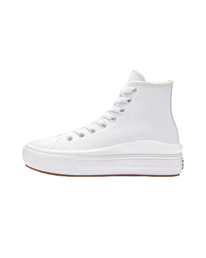 road durability Converse scarpa sneakers alta da donna in pelle con zeppa Chuck Taylor Star Move A04295C bianco