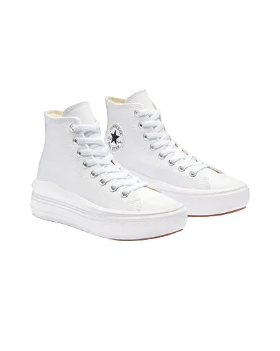 lightweight - material shoes Lace Lock Feature Converse scarpa sneakers alta da donna in pelle con zeppa Chuck Taylor Star Move A04295C bianco