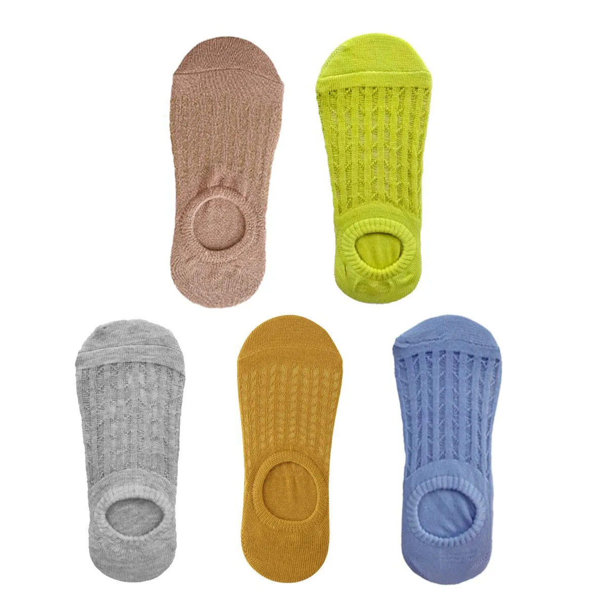 5 Pairs Women Non-Slip Invisible Cotton Sports Boat Socks, Ankle Low Invisible No Show Socks