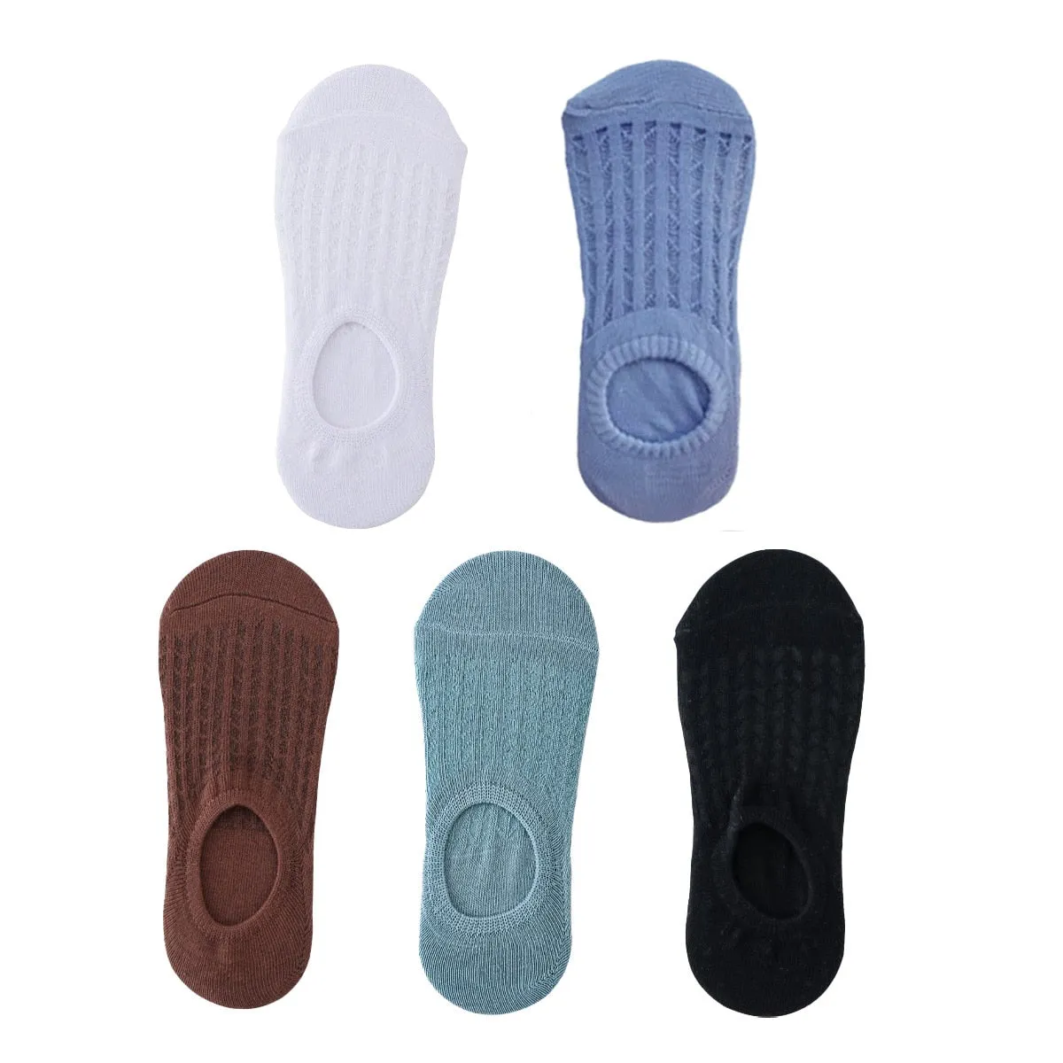 5 Pairs Women Non-Slip Invisible Cotton Sports Boat Socks, Ankle Low Invisible No Show Socks