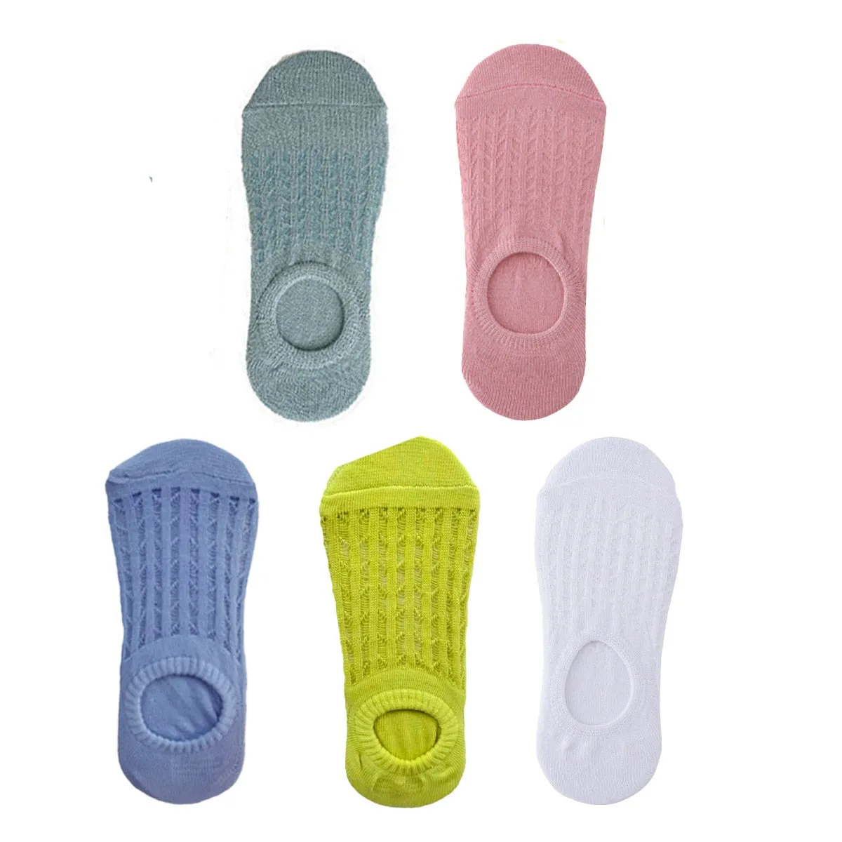 5 Pairs Women Non-Slip Invisible Cotton Sports Boat Socks, Ankle Low Invisible No Show Socks