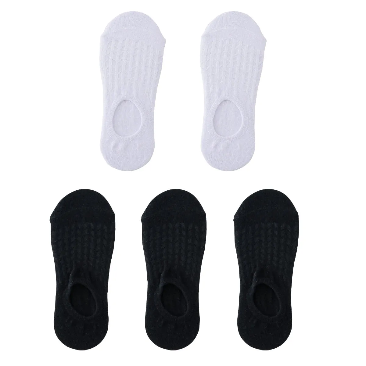 5 Pairs Women Non-Slip Invisible Cotton Sports Boat Socks, Ankle Low Invisible No Show Socks