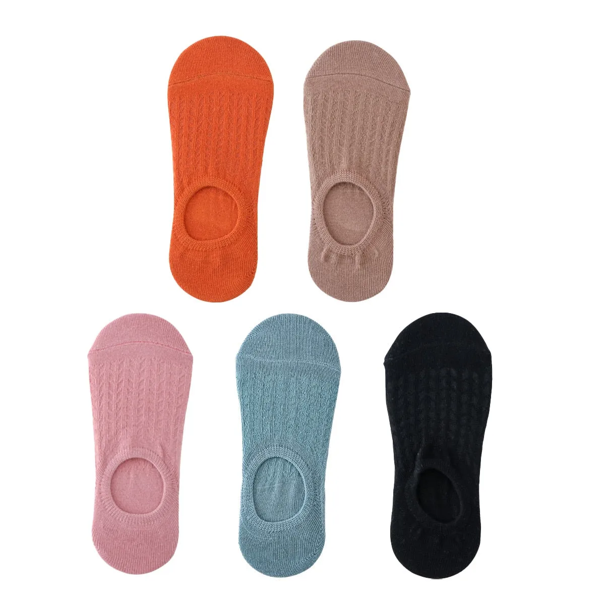 5 Pairs Women Non-Slip Invisible Cotton Sports Boat Socks, Ankle Low Invisible No Show Socks