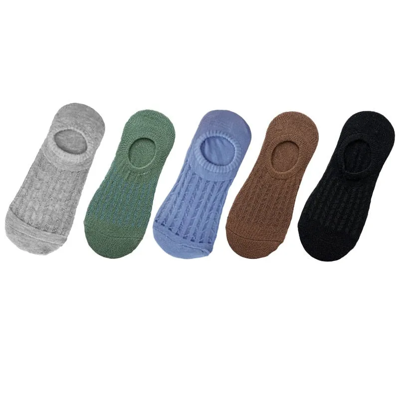 5 Pairs Women Non-Slip Invisible Cotton Sports Boat Socks, Ankle Low Invisible No Show Socks