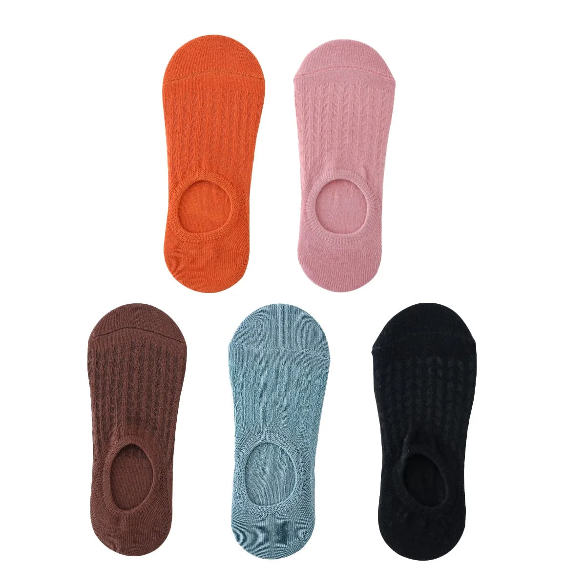 5 Pairs Women Non-Slip Invisible Cotton Sports Boat Socks, Ankle Low Invisible No Show Socks