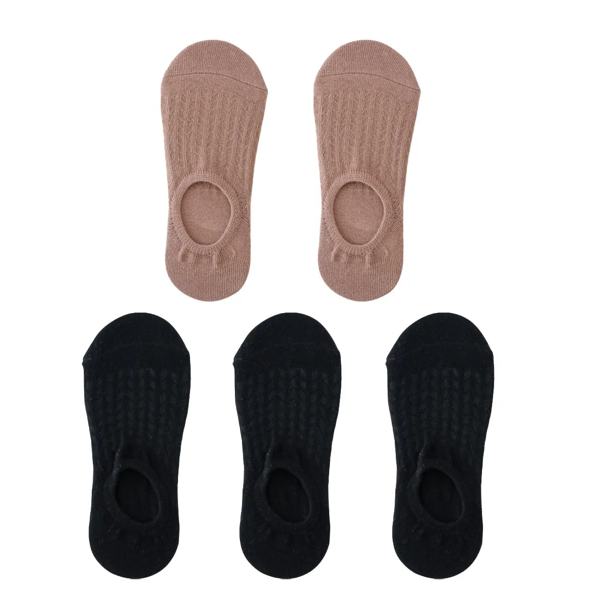 5 Pairs Women Non-Slip Invisible Cotton Sports Boat Socks, Ankle Low Invisible No Show Socks