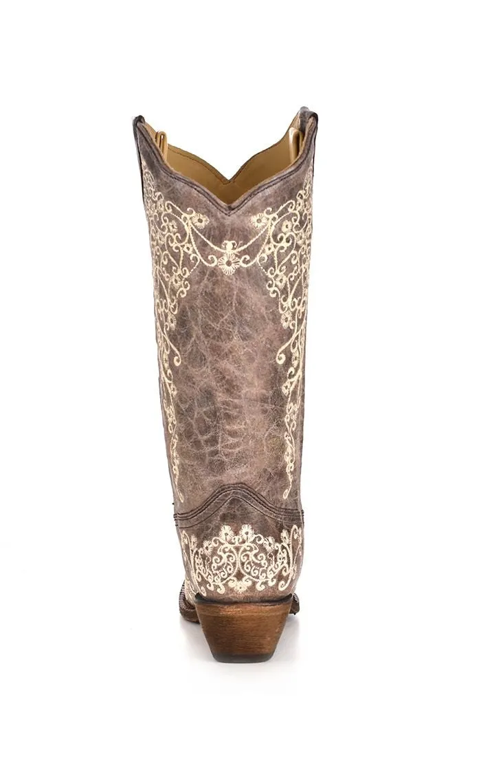 A1094 - Cuadra brown western cowgirl leather snip boots for women