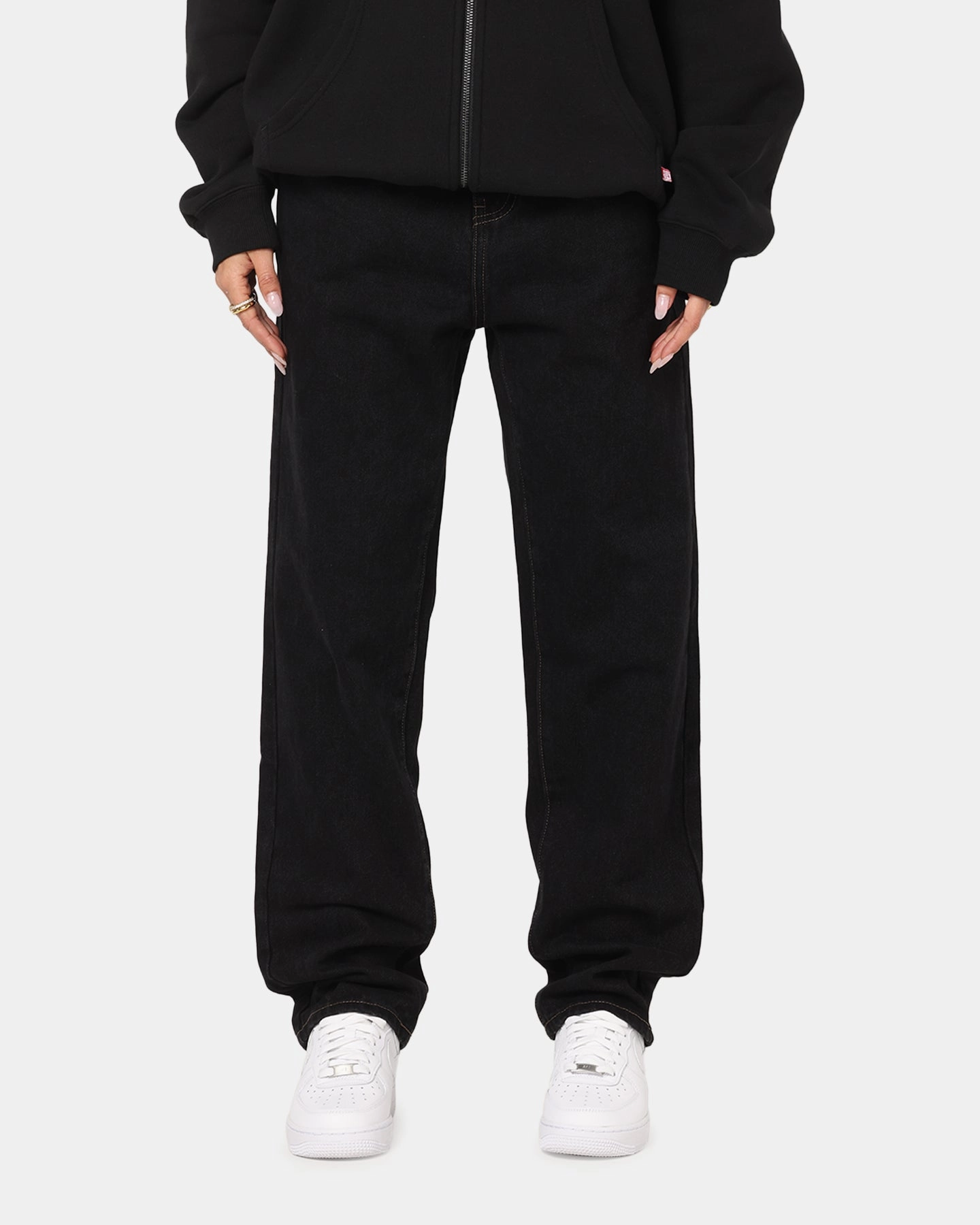 S Double Denim Standard Jeans Black Rinse Moisture Lock Technology