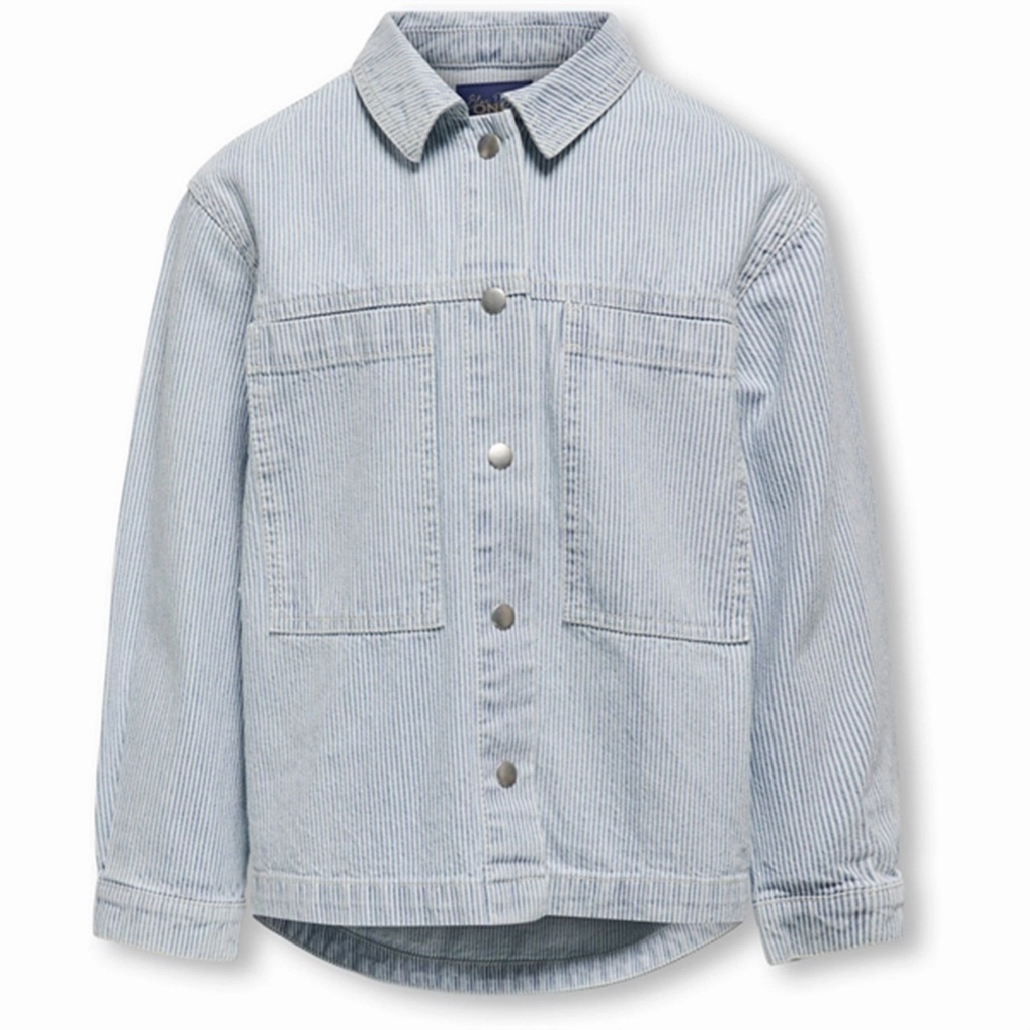 Kids ONLY Light Blue Denim Gina Stripe Jacket Subtle Layers Ripstop Reinforcement