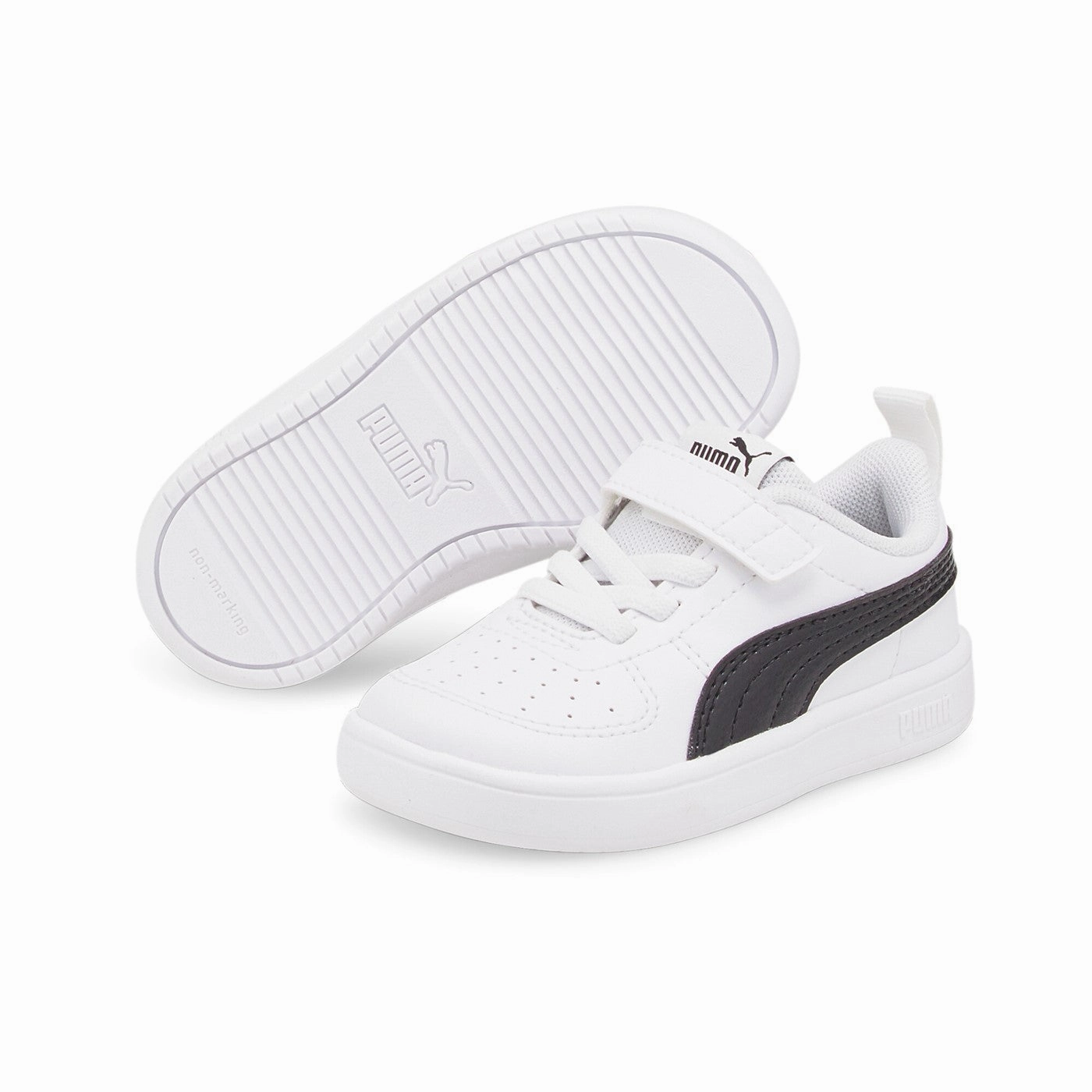 Stylish Outsole Pattern Puma scarpa Sneakers da bambino con velcro Rickie AC   Inf 384314 03 bianco-nero