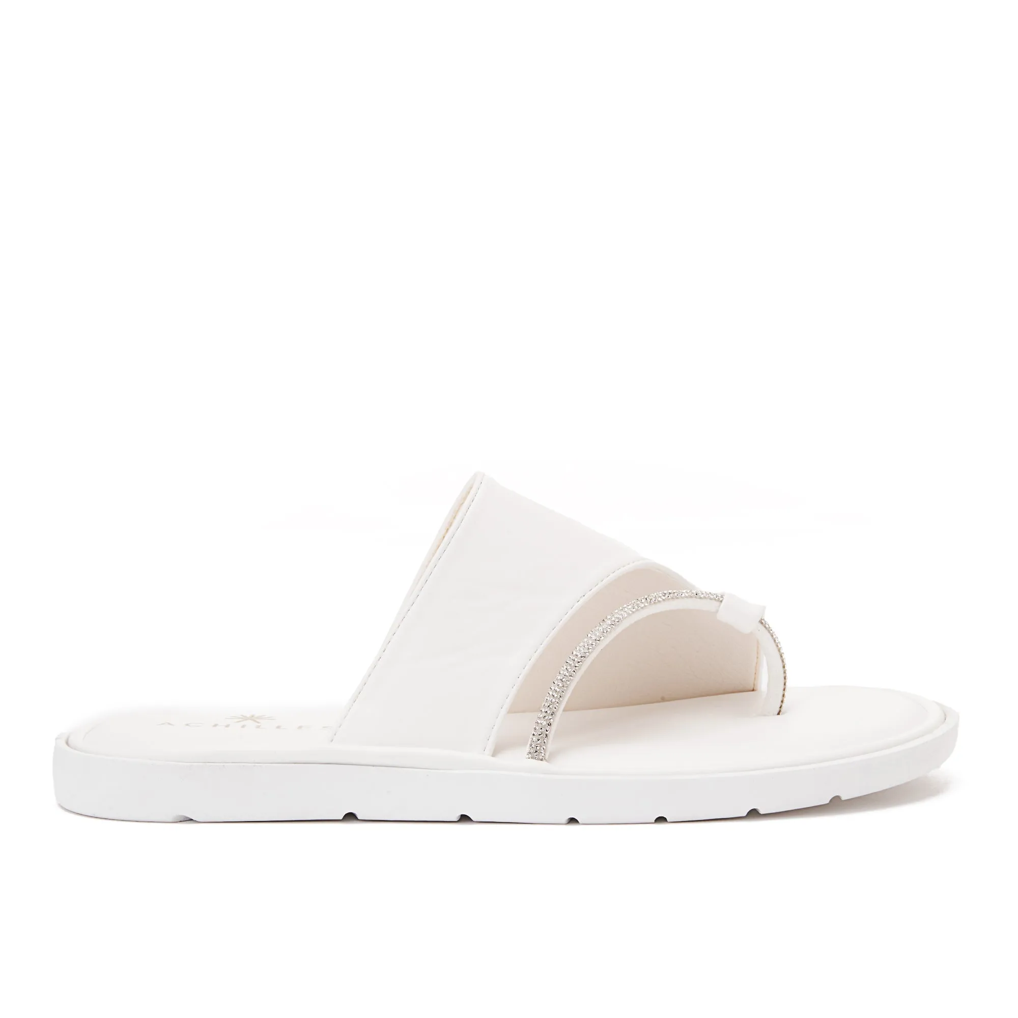 Achilles Women's Toe Slipper With Strap - White