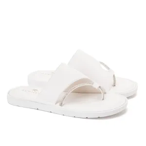 Achilles Women's Toe Slipper With Strap - White