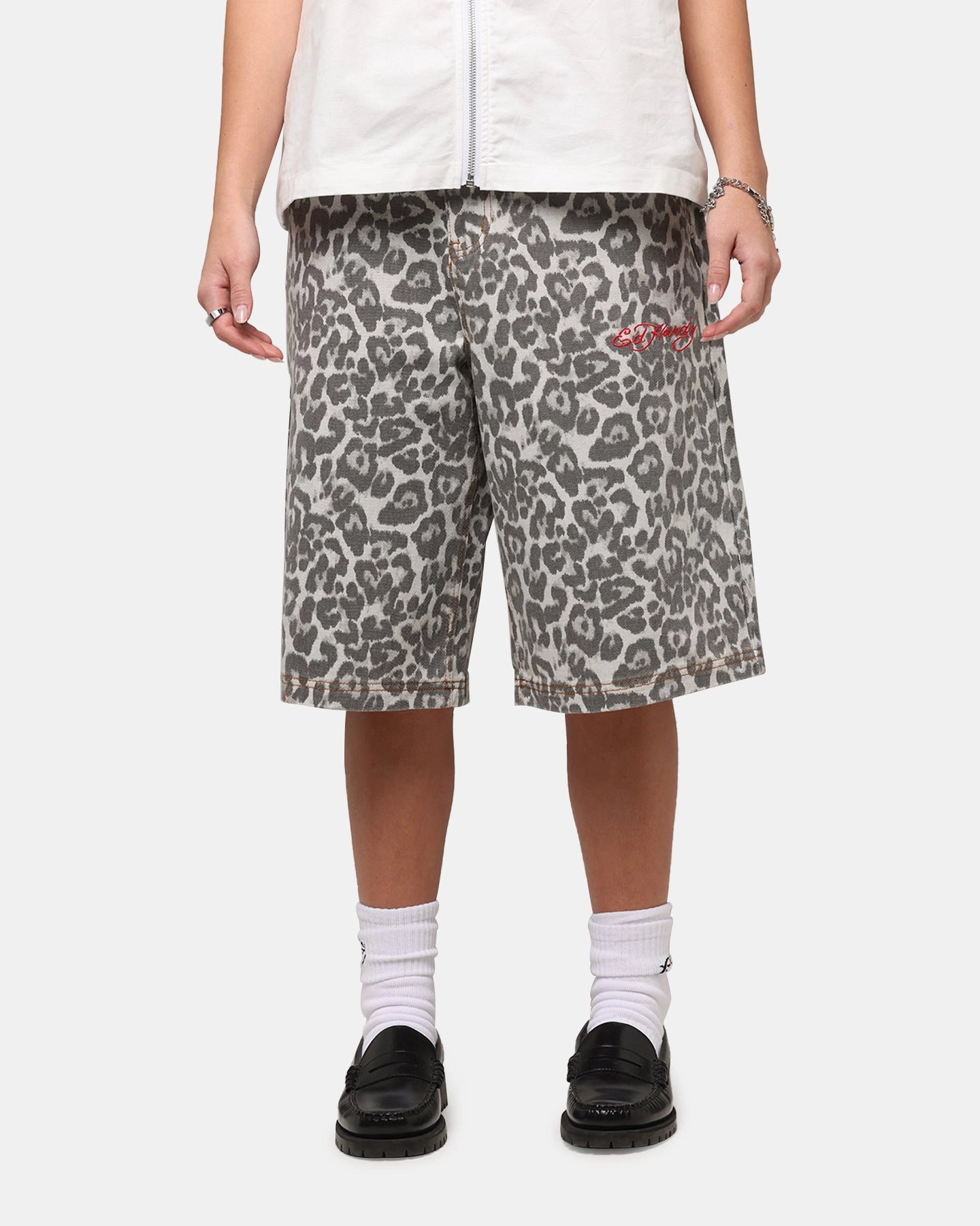 Ed Hardy Women's Leopard Jorts Leopard Snag Free Fabric Eco Friendly Fabric