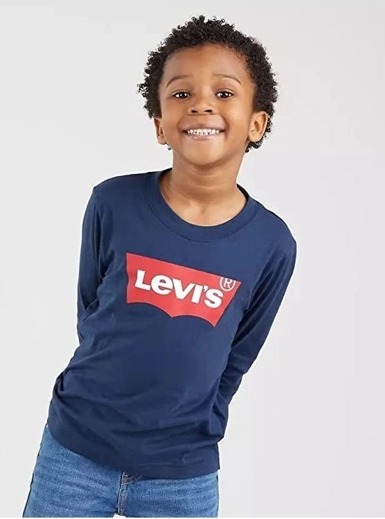 Button Down Levi's Kids T-shirt manica lunga da ragazzo Batwing 8E8646 9E8646 C8D dress blue