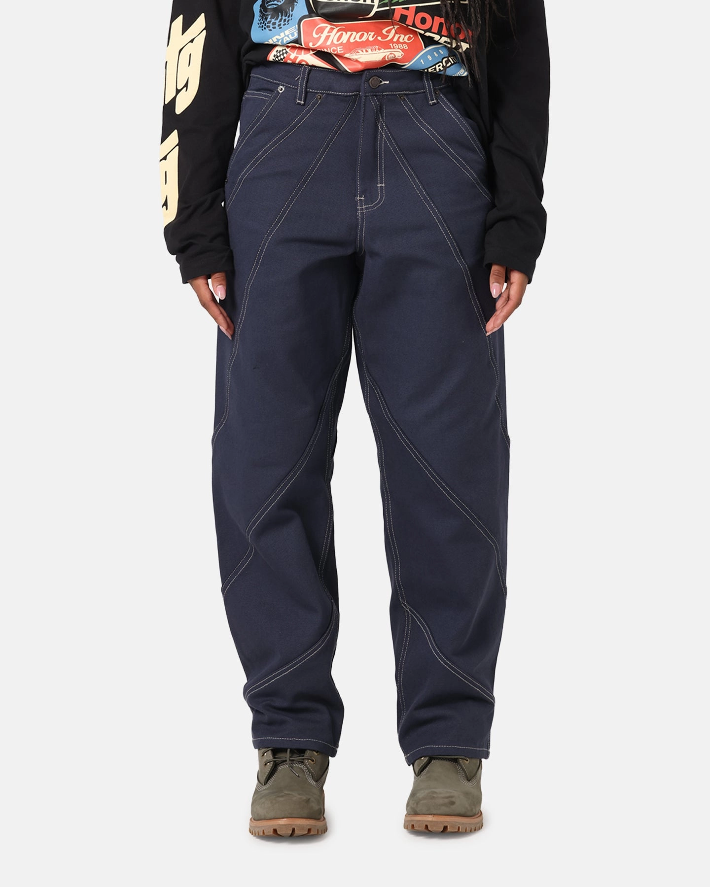 All Purpose Fit Stable Shape Honor The Gift Racing Panel Pants Navy