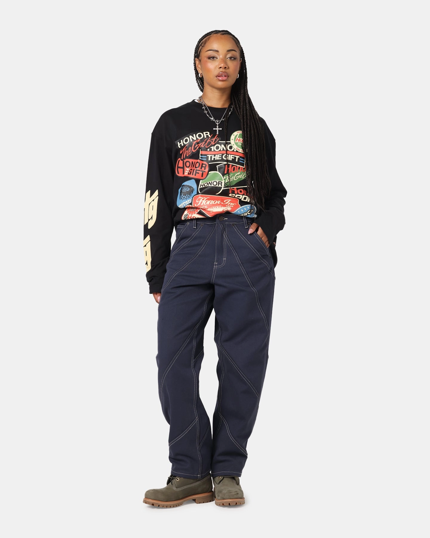Honor The Gift Racing Panel Pants Navy Comfy Movement