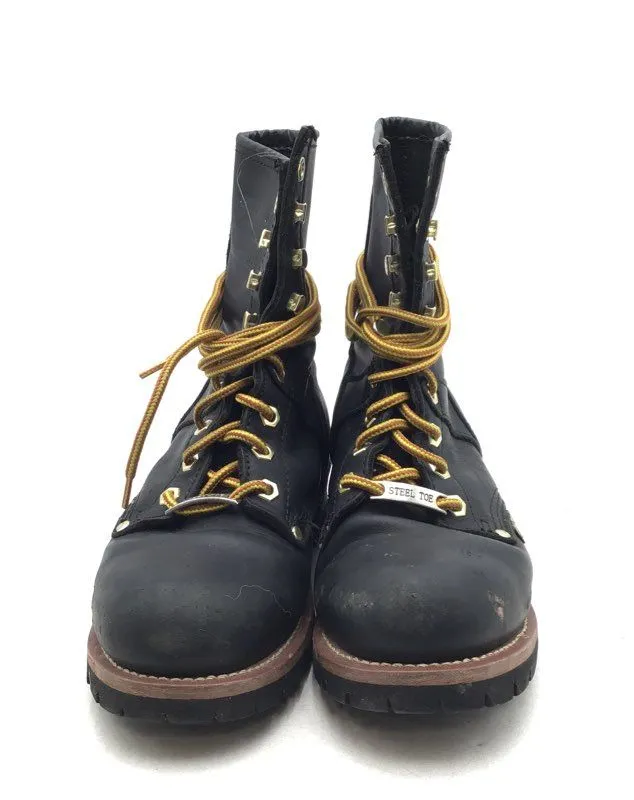 Ad Tec Men's Black Steel Toe Mid-Calf Lace-Up Work Boots - Size 7 W