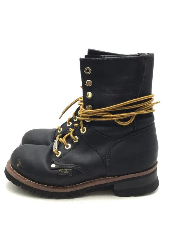 Ad Tec Men's Black Steel Toe Mid-Calf Lace-Up Work Boots - Size 7 W