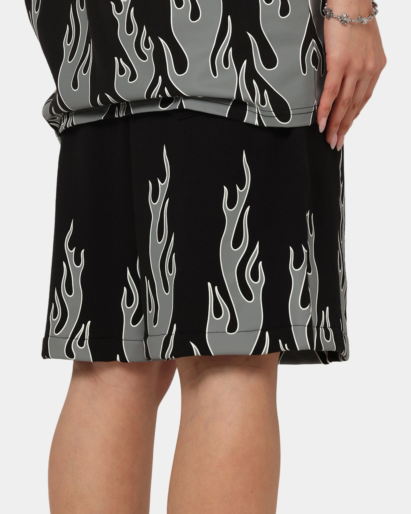 Odor Control Technology Anti Snag Fabric Playboy Gothic Flames Shorts Black