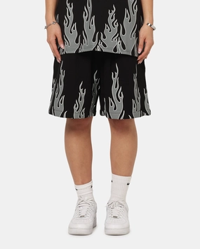 Office Wear Playboy Gothic Flames Shorts Black