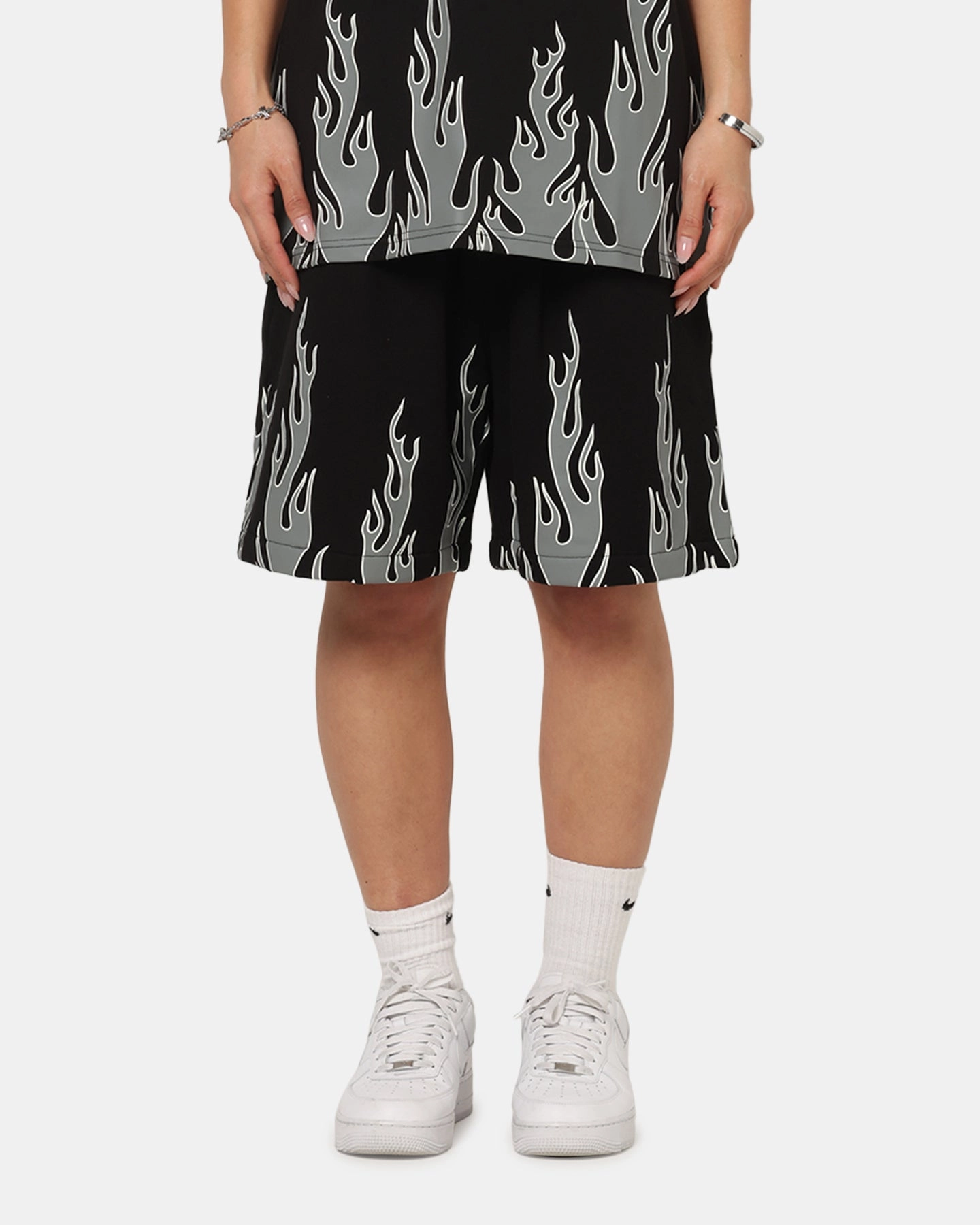 Office Wear Playboy Gothic Flames Shorts Black