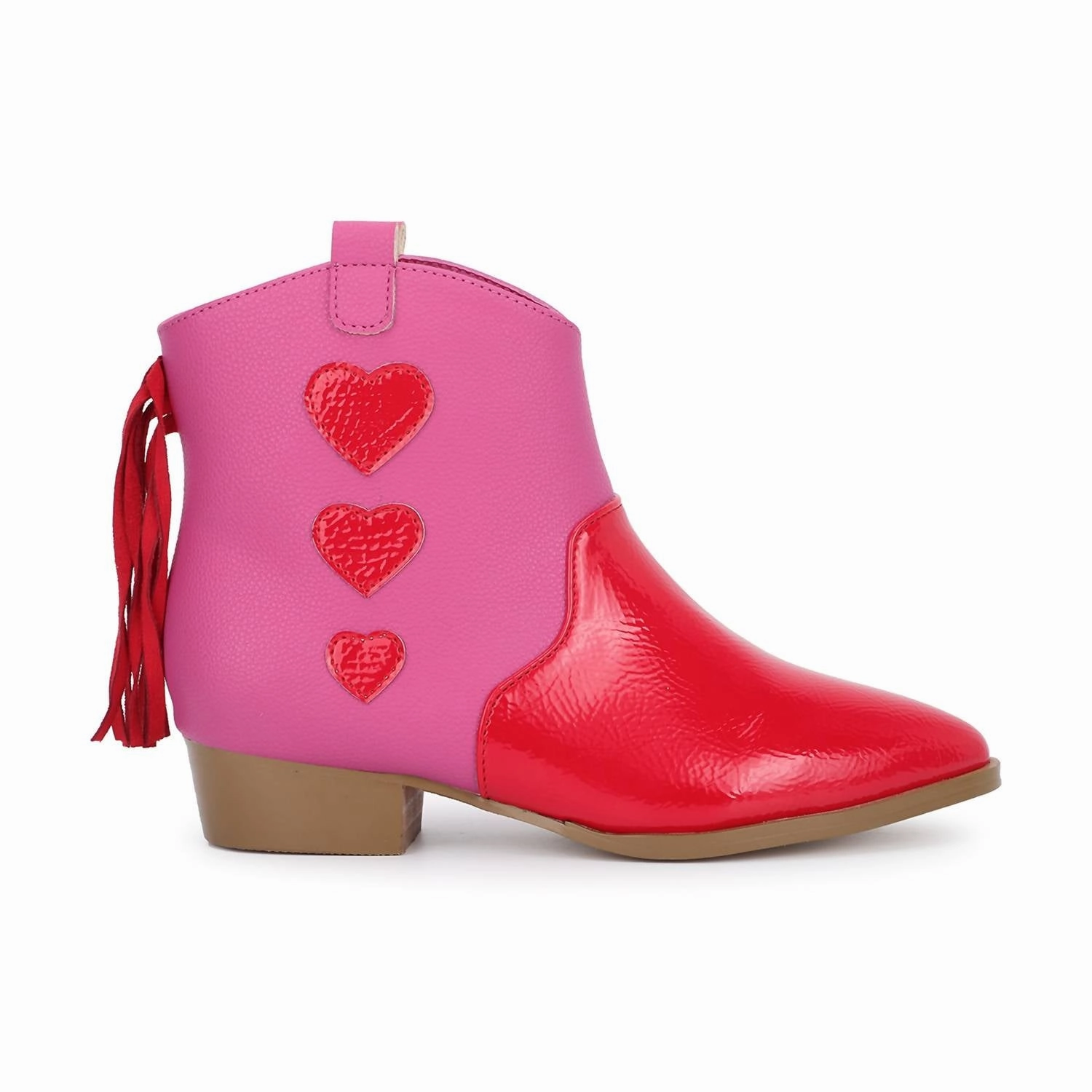 Kids Miss Dallas Western Boot In Pink/red Hearts Lightweight Responsive Cushioning