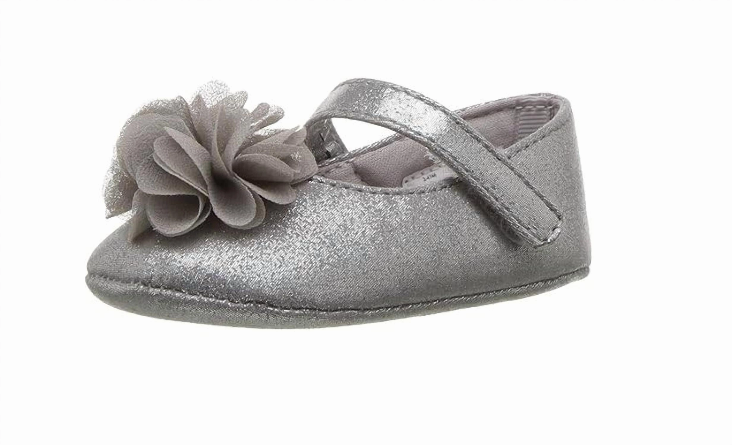 Baby Girl's Holiday Shoes In Silver Eco Friendly Manufacturing