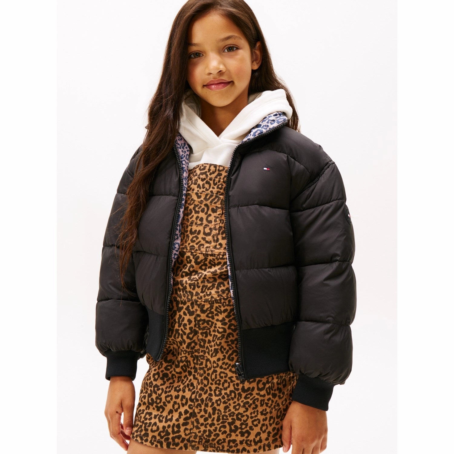 Tommy Hilfiger Black Aop Reversible Puffer Bomber TearResistant Reinforcements