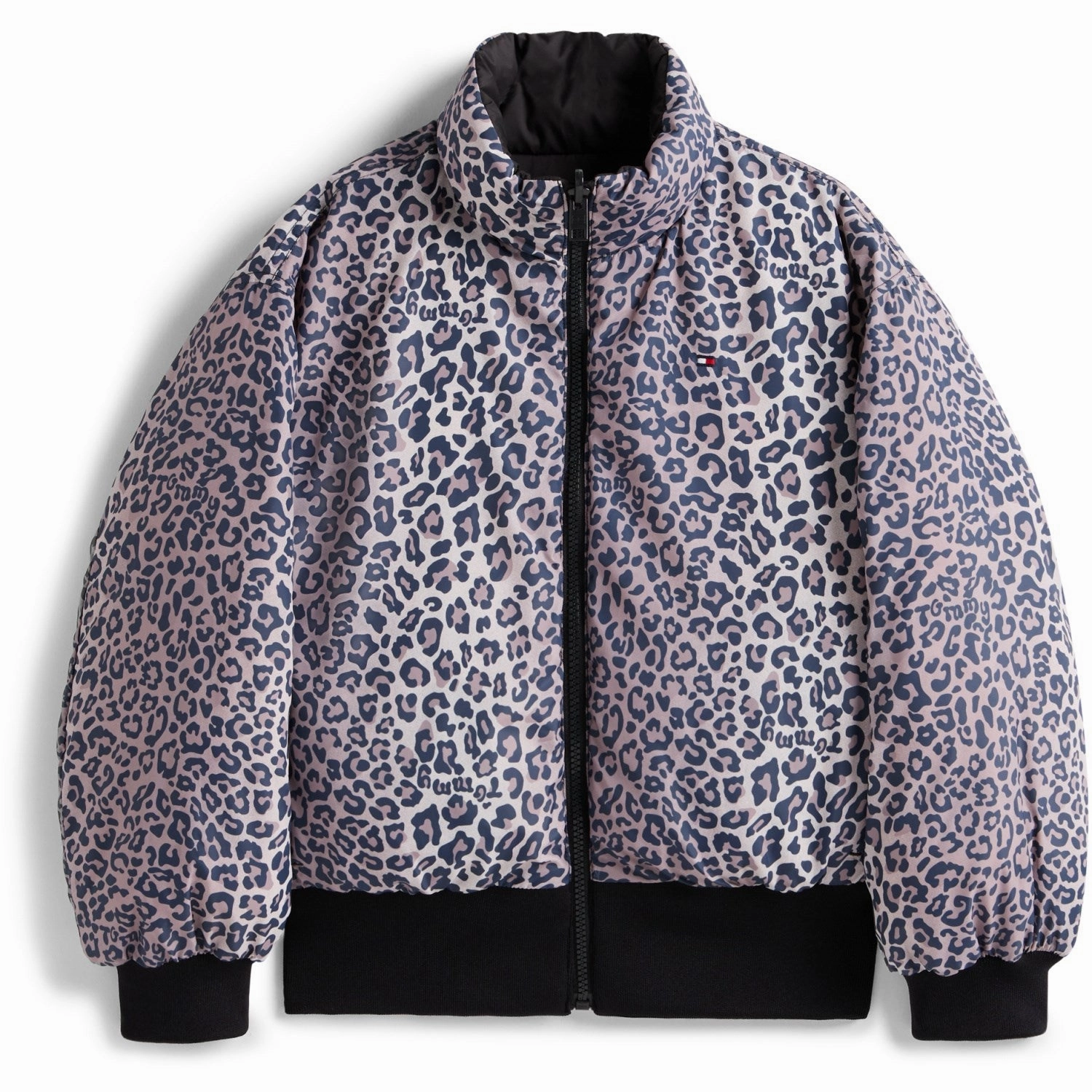 Anti Pilling Texture Tommy Hilfiger Black Aop Reversible Puffer Bomber