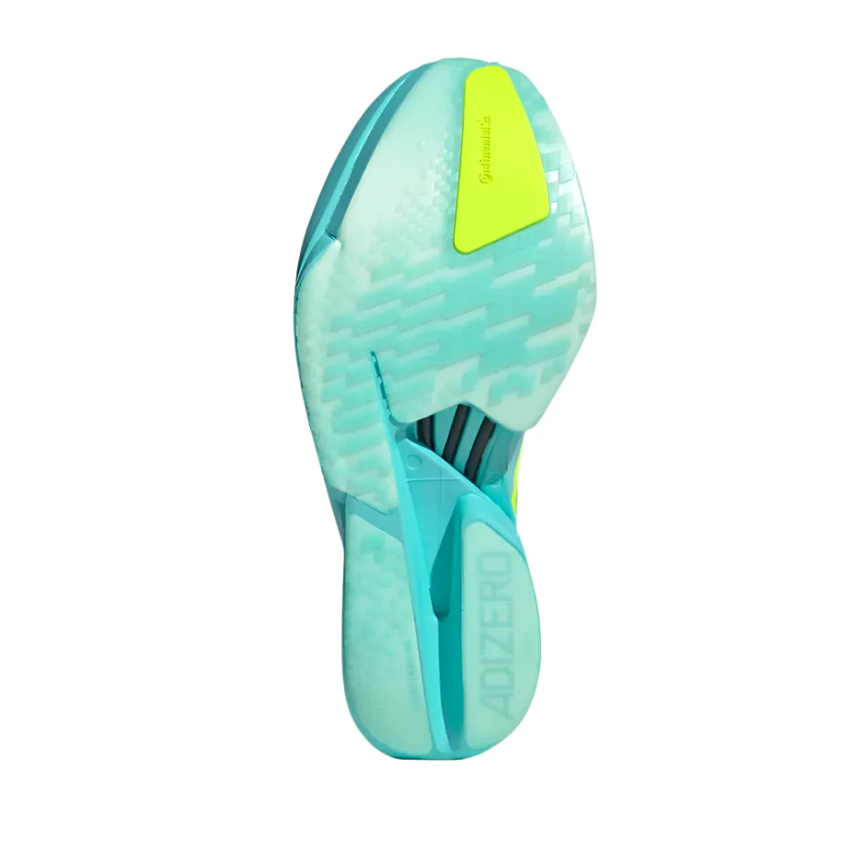 men's sports shoes Durable Tread Design Adidas Men's Adizero Adios Pro 4 Running Shoes in Flash Aqua/Lucid Lemon/Mint Ton AW25