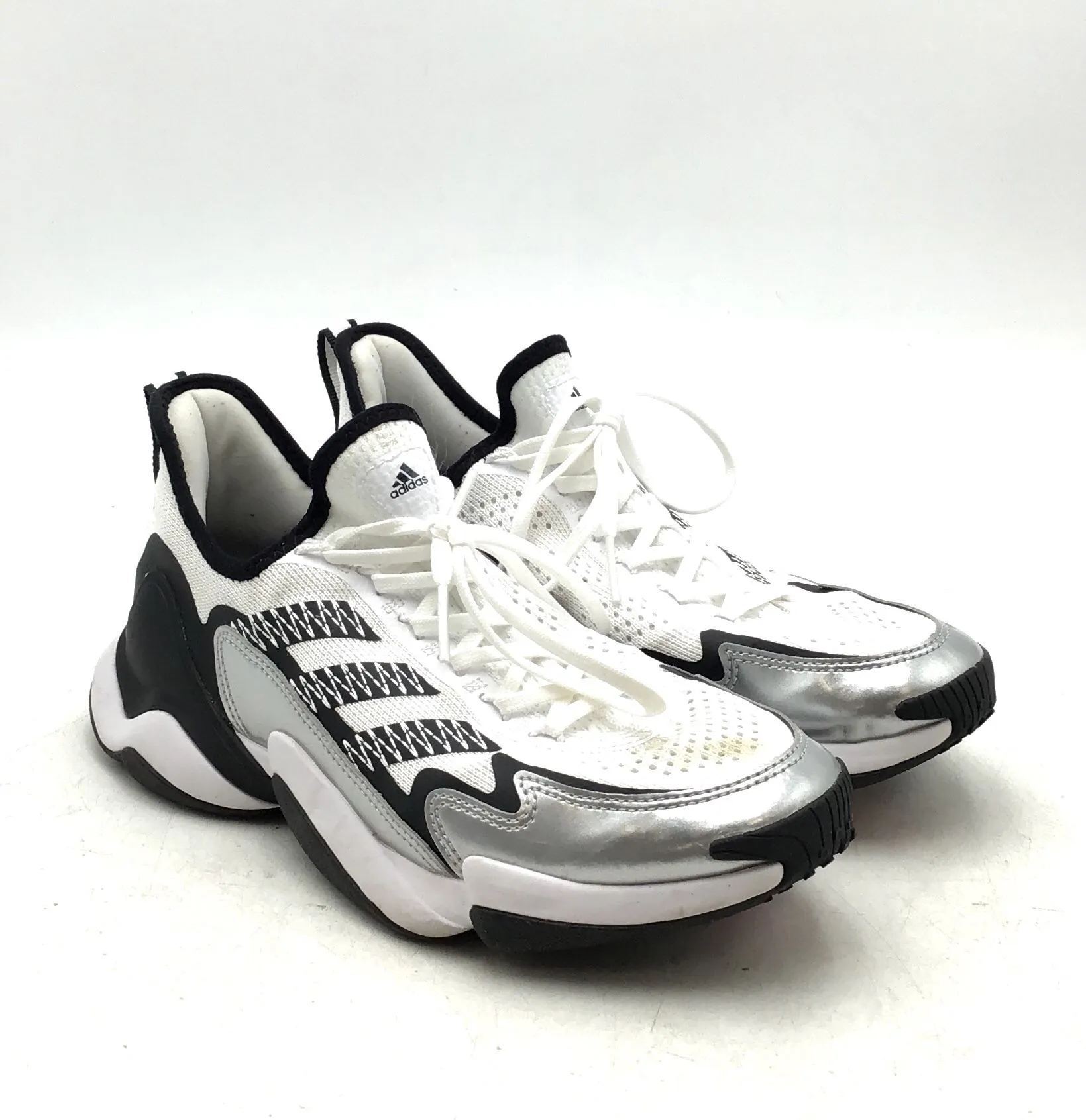 Adidas Men's SM Impact White Black Basketball Athletic Shoes - Size 8