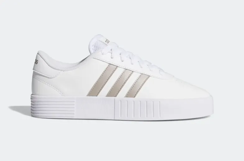 Adidas scarpa sneakers da donna con zeppa Court Bold FX3489 bianco-platino Machine washable polka - dot running wear