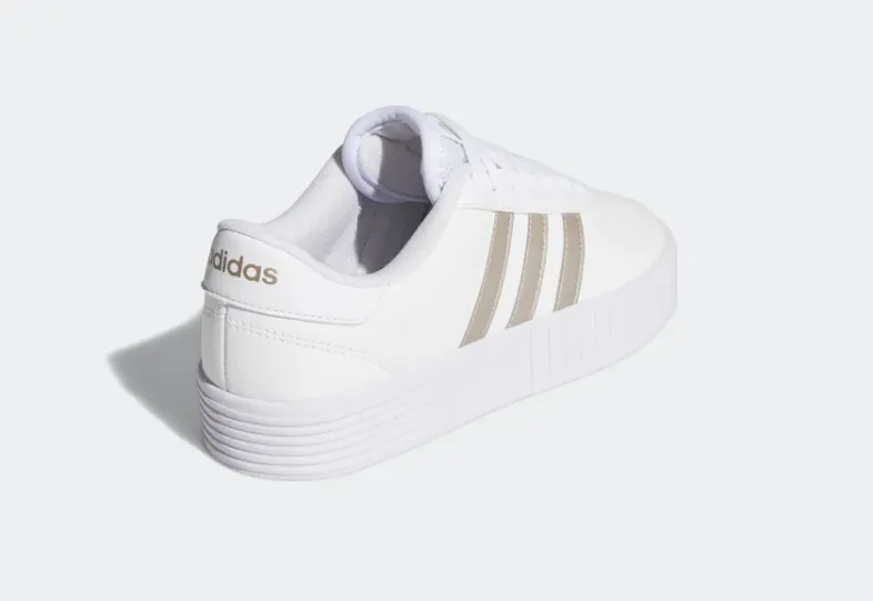 Adidas scarpa sneakers da donna con zeppa Court Bold FX3489 bianco-platino Kinetic Energy Return Moisture control