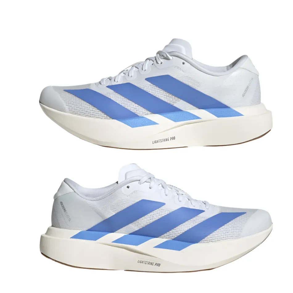 Adidas Women's Adizero Evo SL Running Shoes in FTWR White/Blue Fusion/Off White AW25 Abrasion Resistant Sole Soft Motion