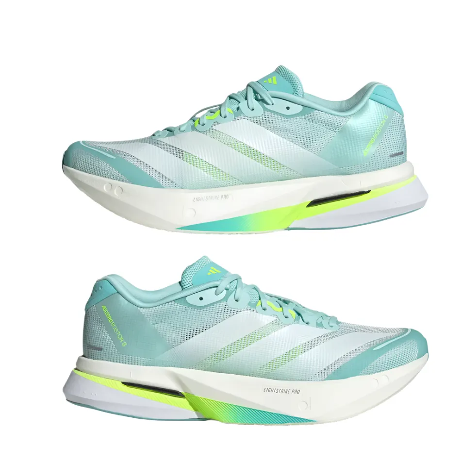Adidas Women's Boston 13 Running Shoes in Semi Flash Aqua/Zero Metalic/Lucid Lemon AW25 Barefoot feel