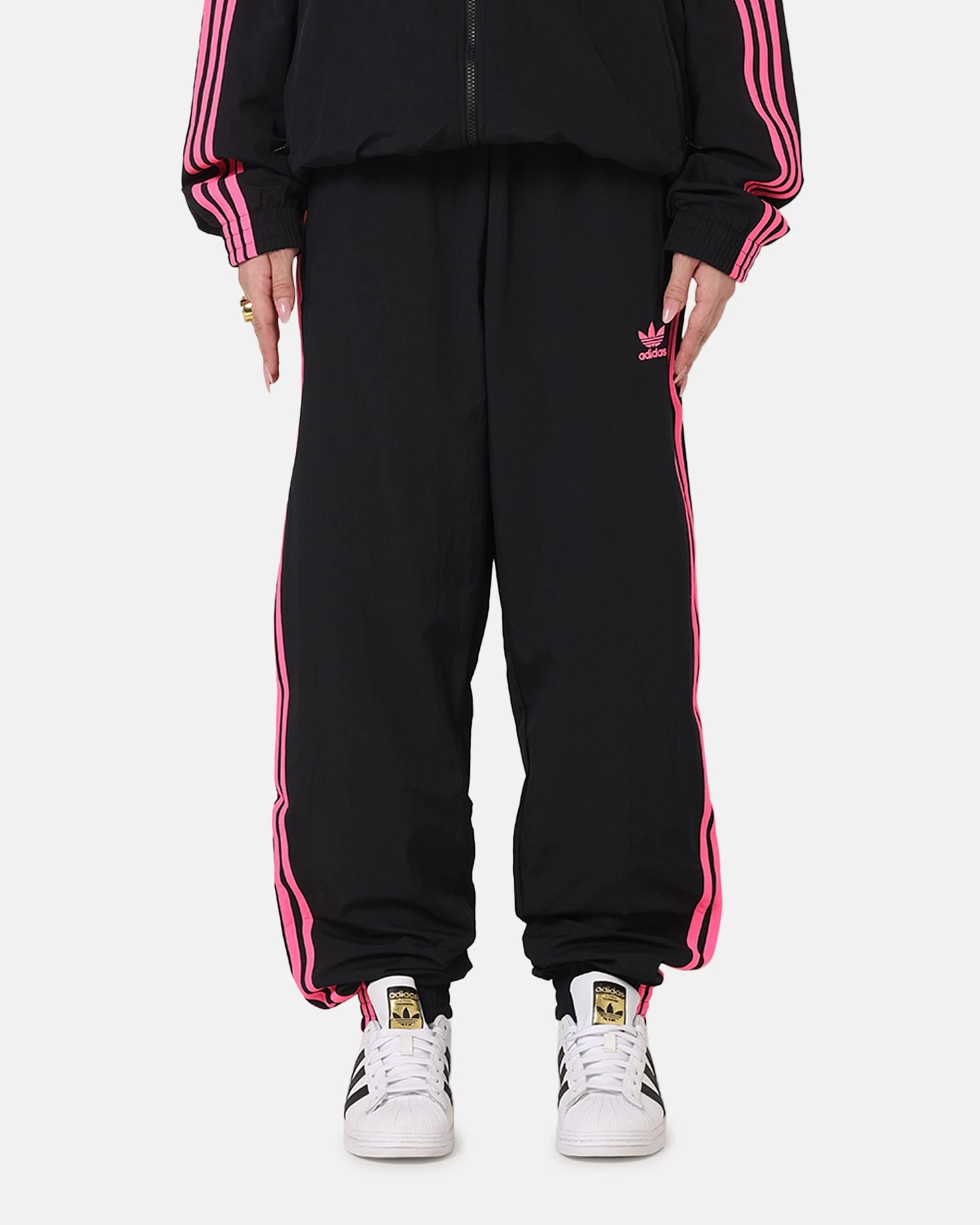 Zip Pocket Adidas Firebird Pants Black/Lucid Pink