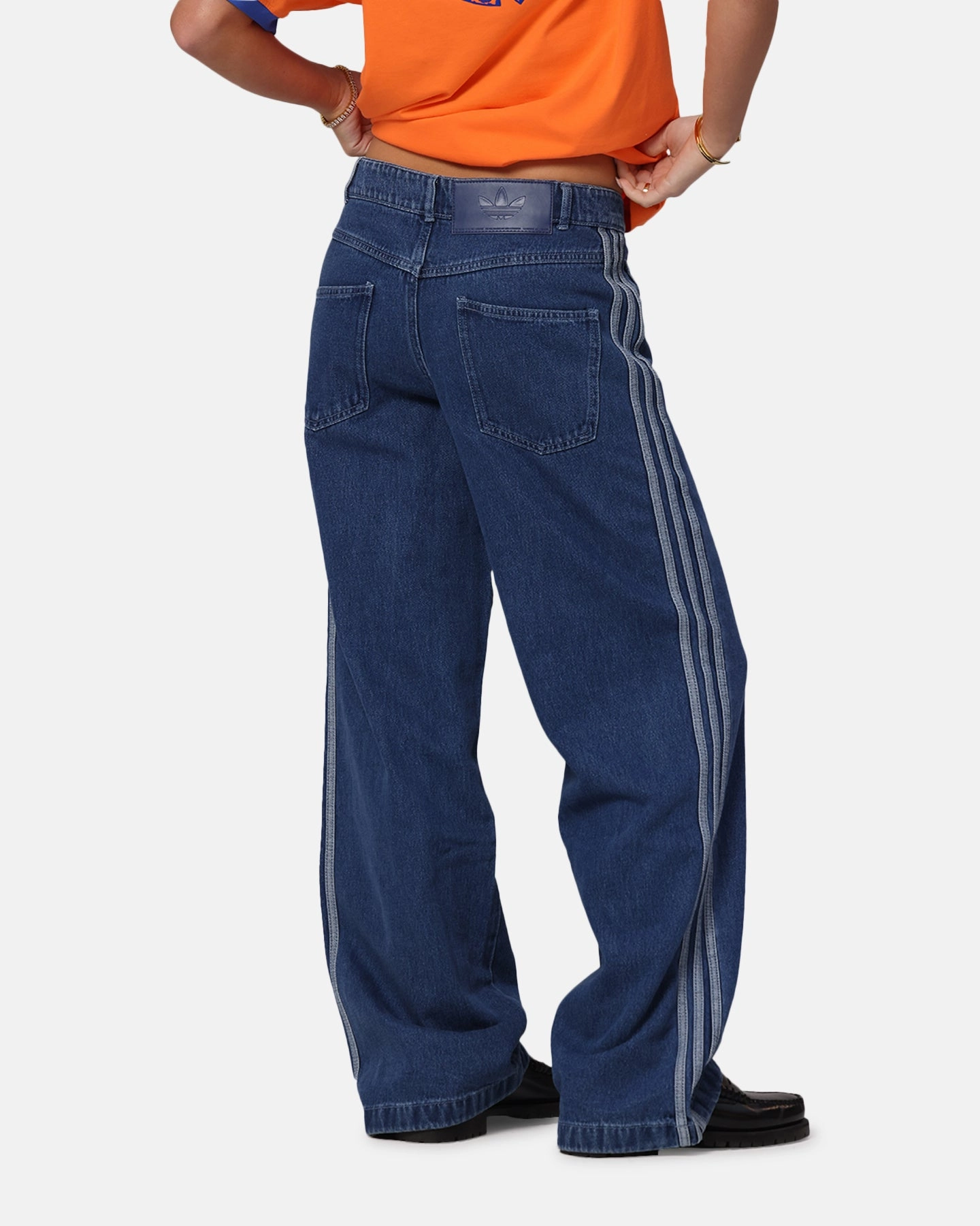 Stylish Layers Adidas Women's Denim 3-Stripes Track Pants Indigo Denim