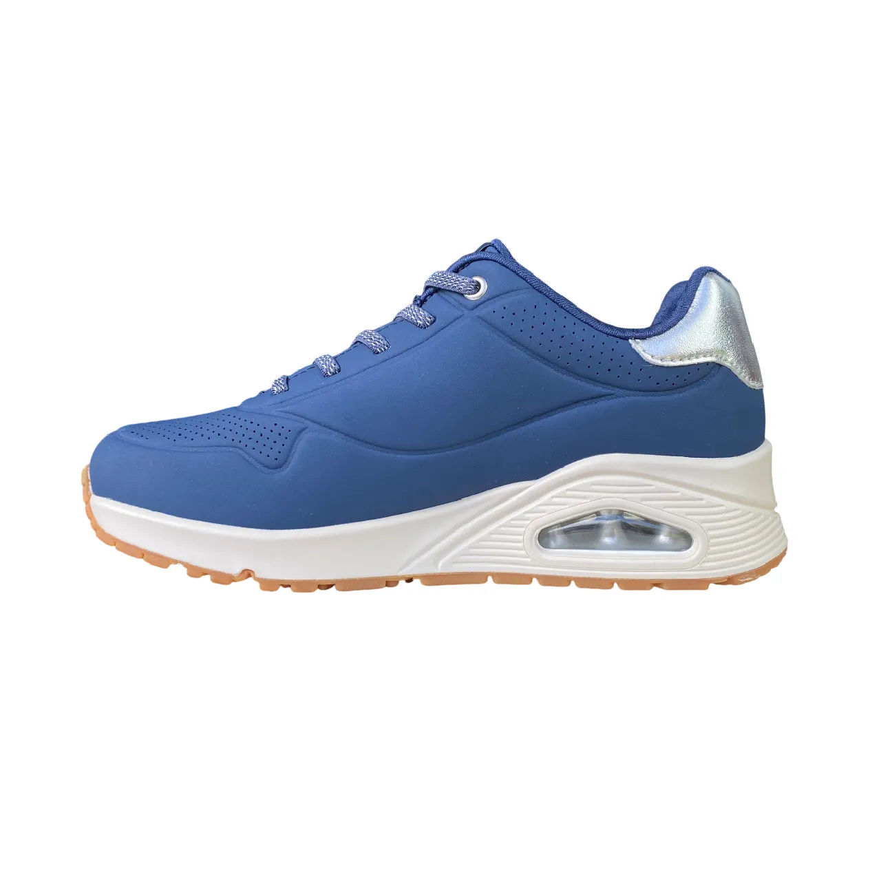 sprint speed Skechers scarpa sneakers da donna Uno Shimmer Away 155196/NVS blu-argento